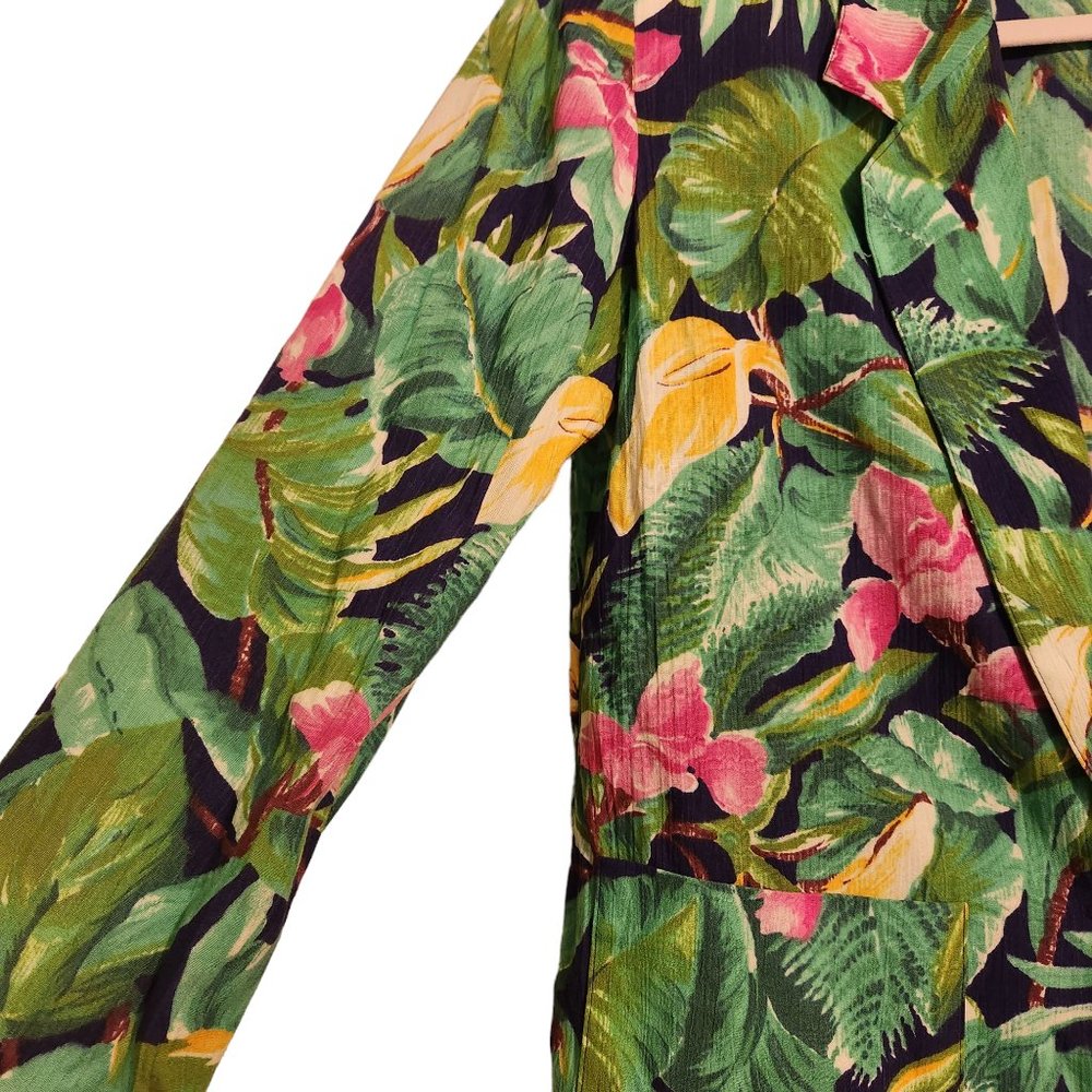 Beautiful Lucia Petites Floral Singe Button Jacket Size 6 - Picture 3 of 6